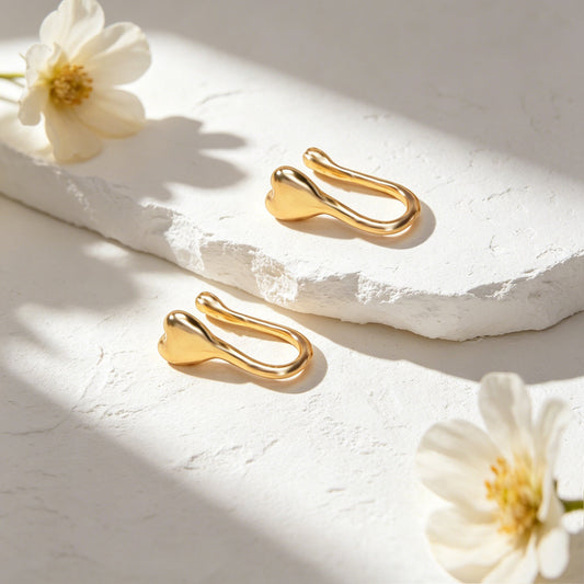 2pcs Dainty Gold Heart Ear Cuff Earrings Minimalist Cute Ear Clips Gift Jewelry-1
