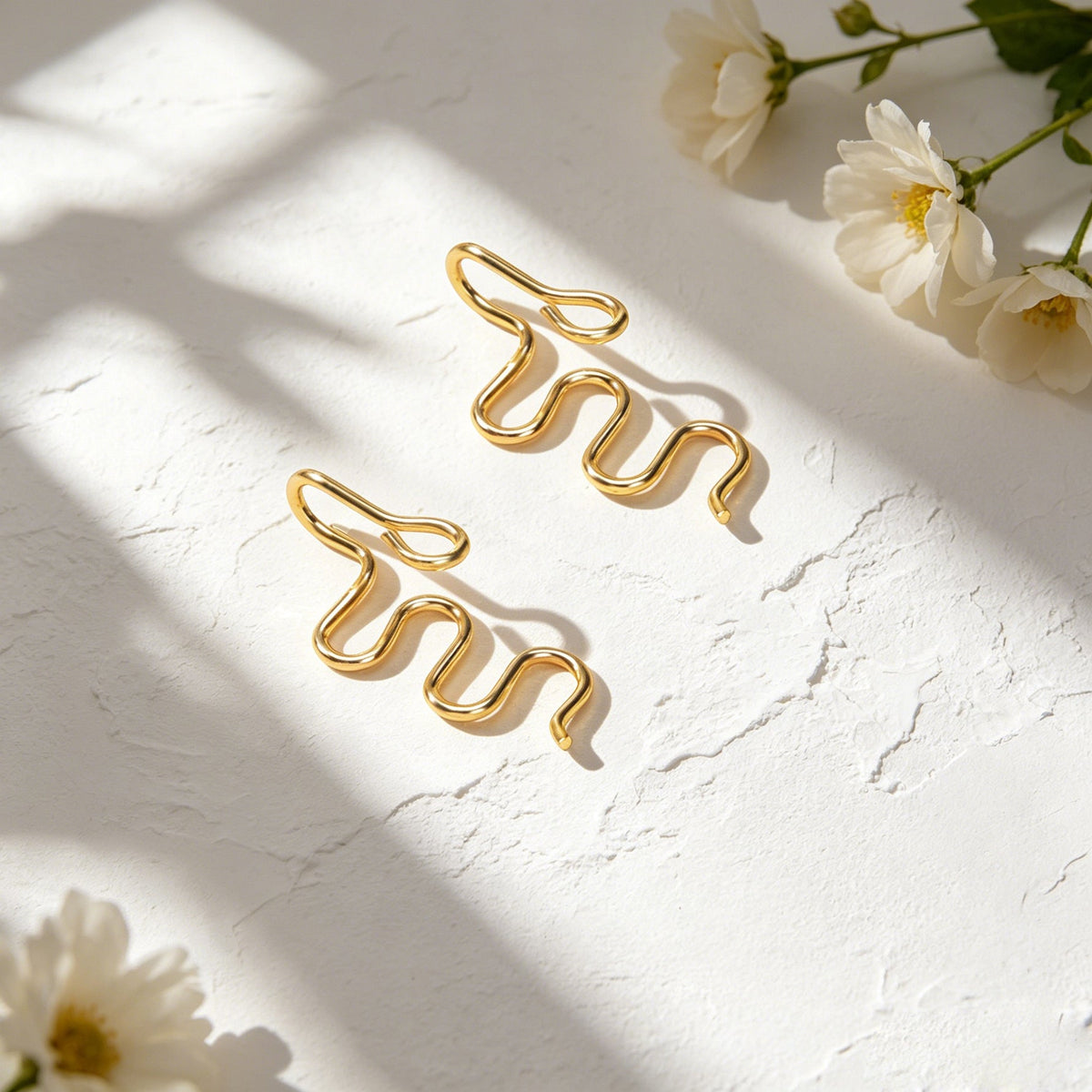 2pcs Personality Gold Wavy Line Ear Cuff Earring Music festival Street Jewellery-4