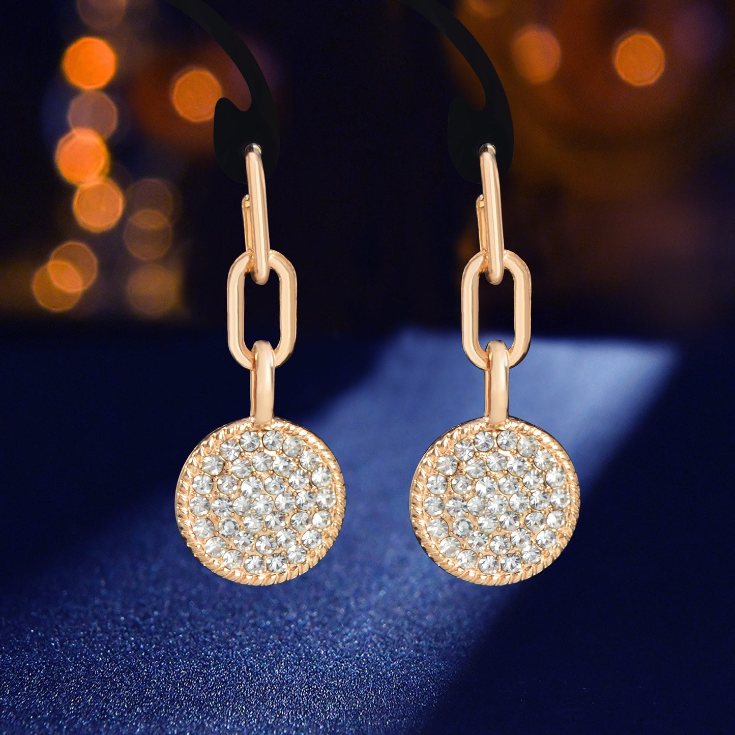 Textured Jewellery Sparkling Rhinestone Gold Round Pierced Stud Earrings Gifts-4