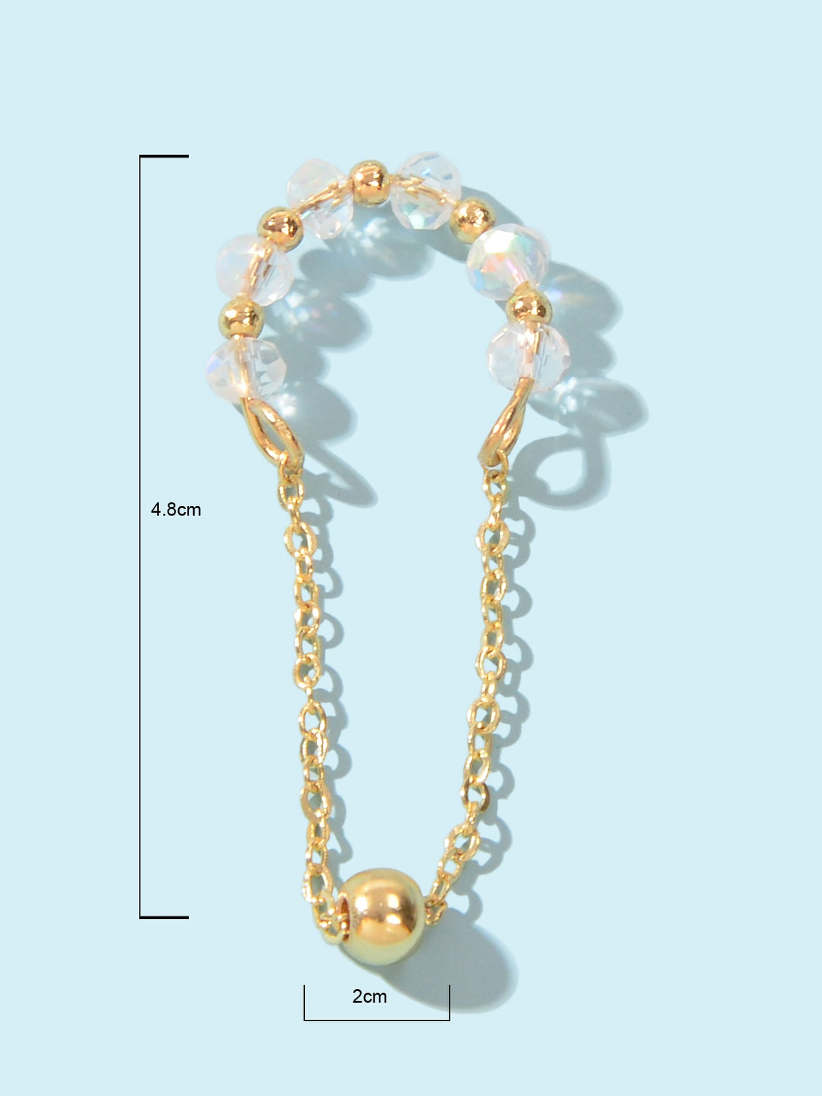 Gold Tassel Ball Ear Clip Non-Piercing Cartilage Earrings Unisex Ear Cuff 1 pc-2
