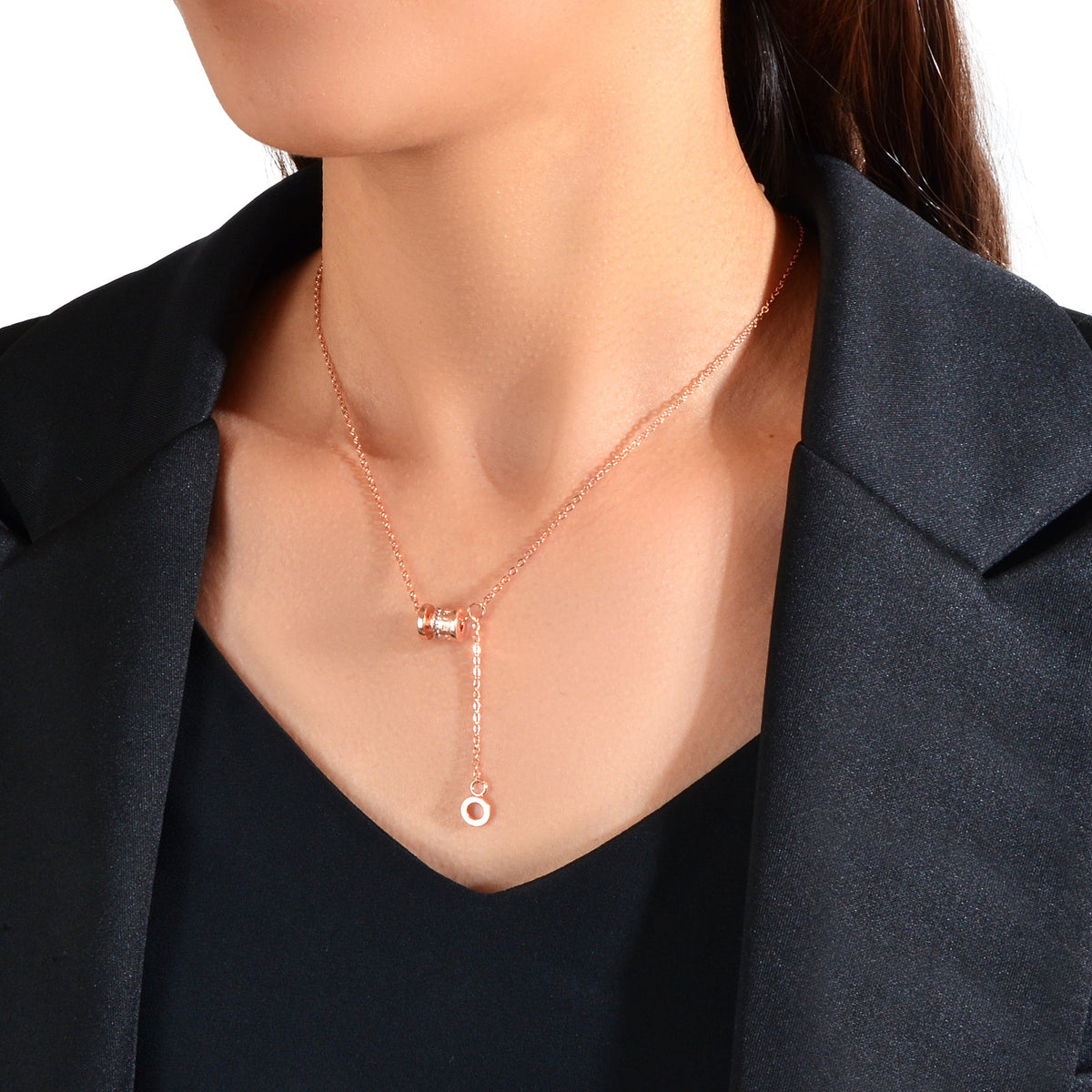 Valentine's Day Women Girl Gift Jewellery Rhinestone Rosegold Chain Necklace-4