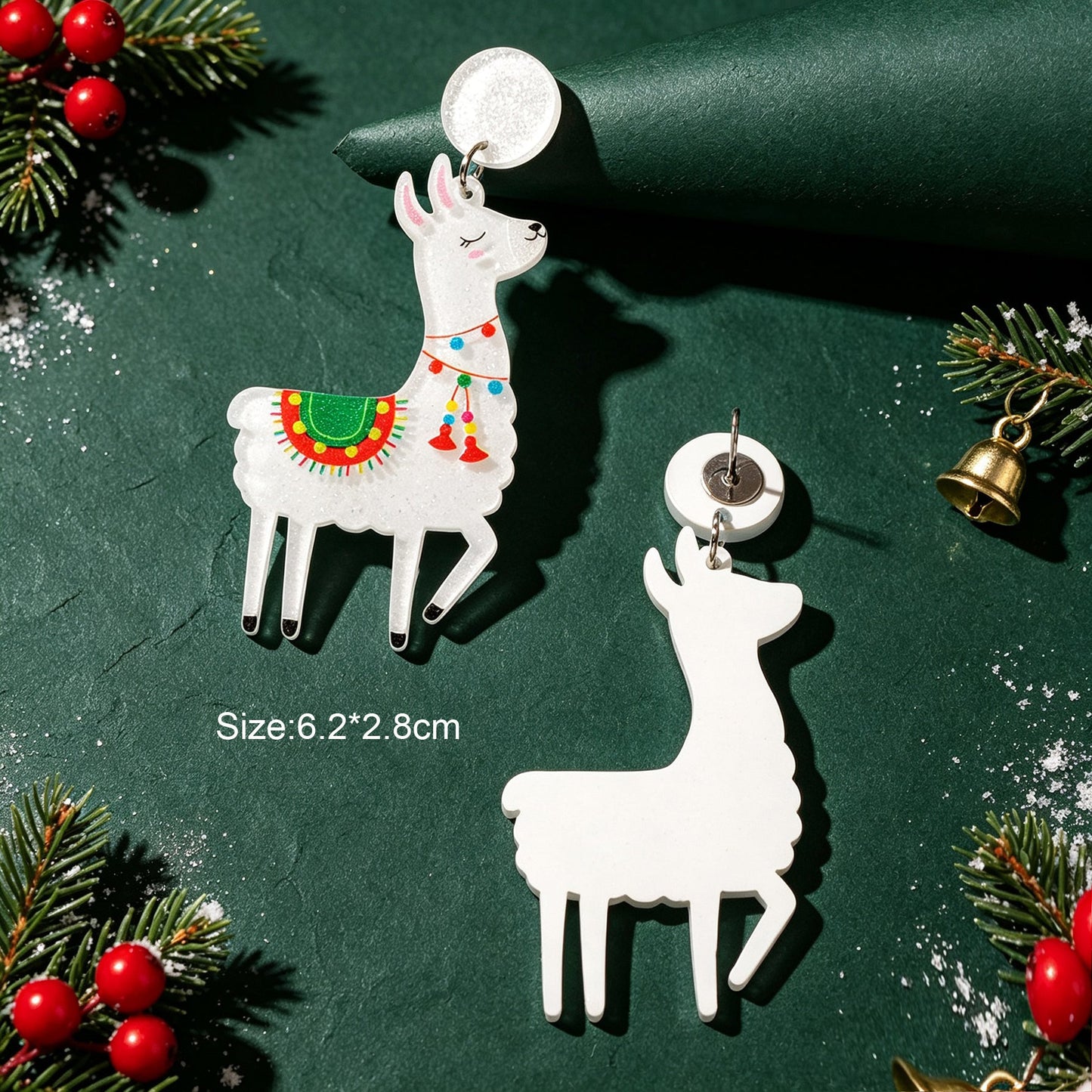Cute Cartoon Llama Christmas Dangle Earrings Animal Festive Xmas Holiday Jewelry-4