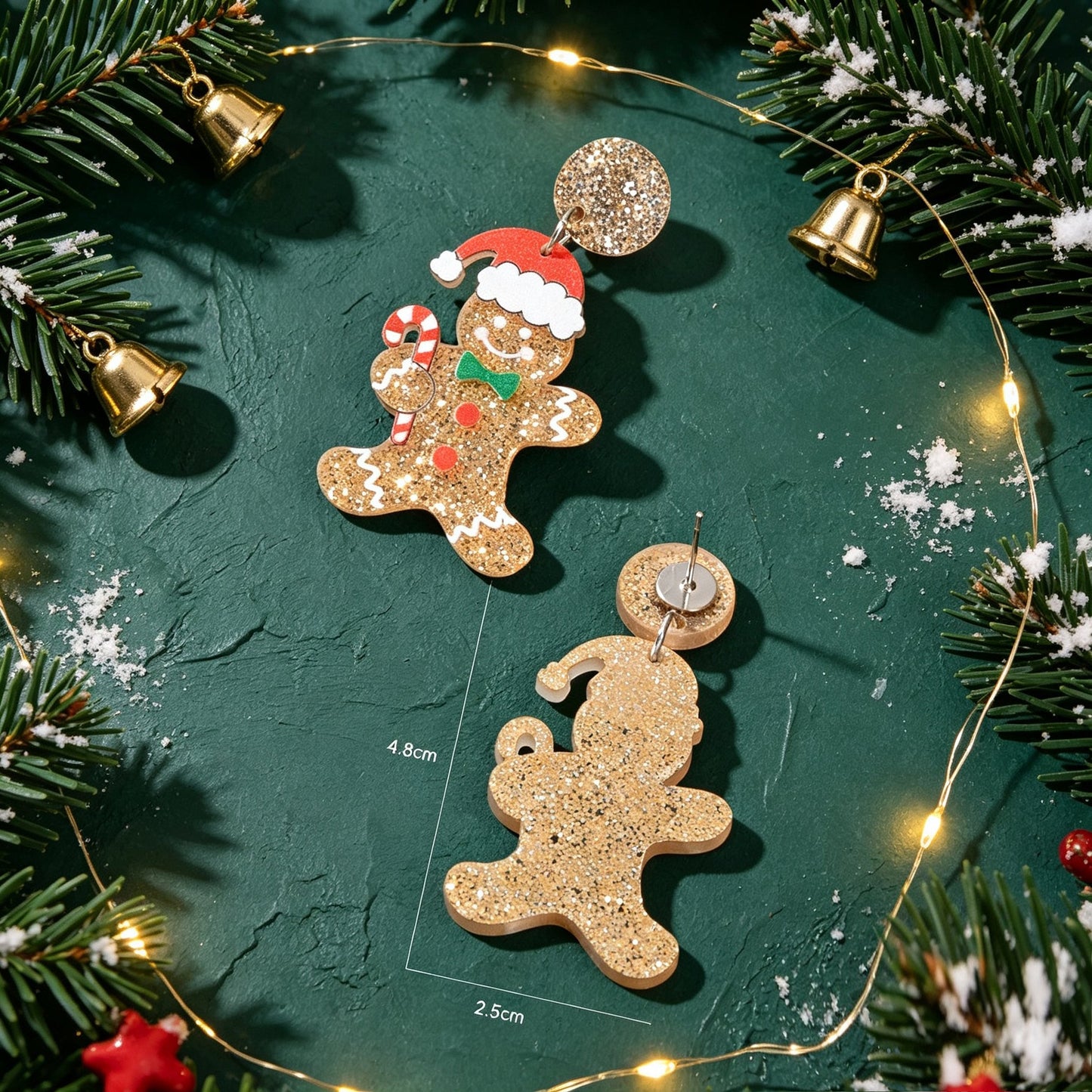 Cute Christmas Gingerbread Man Dangle Earrings Festive Holiday Fun Xmas Jewelry-4