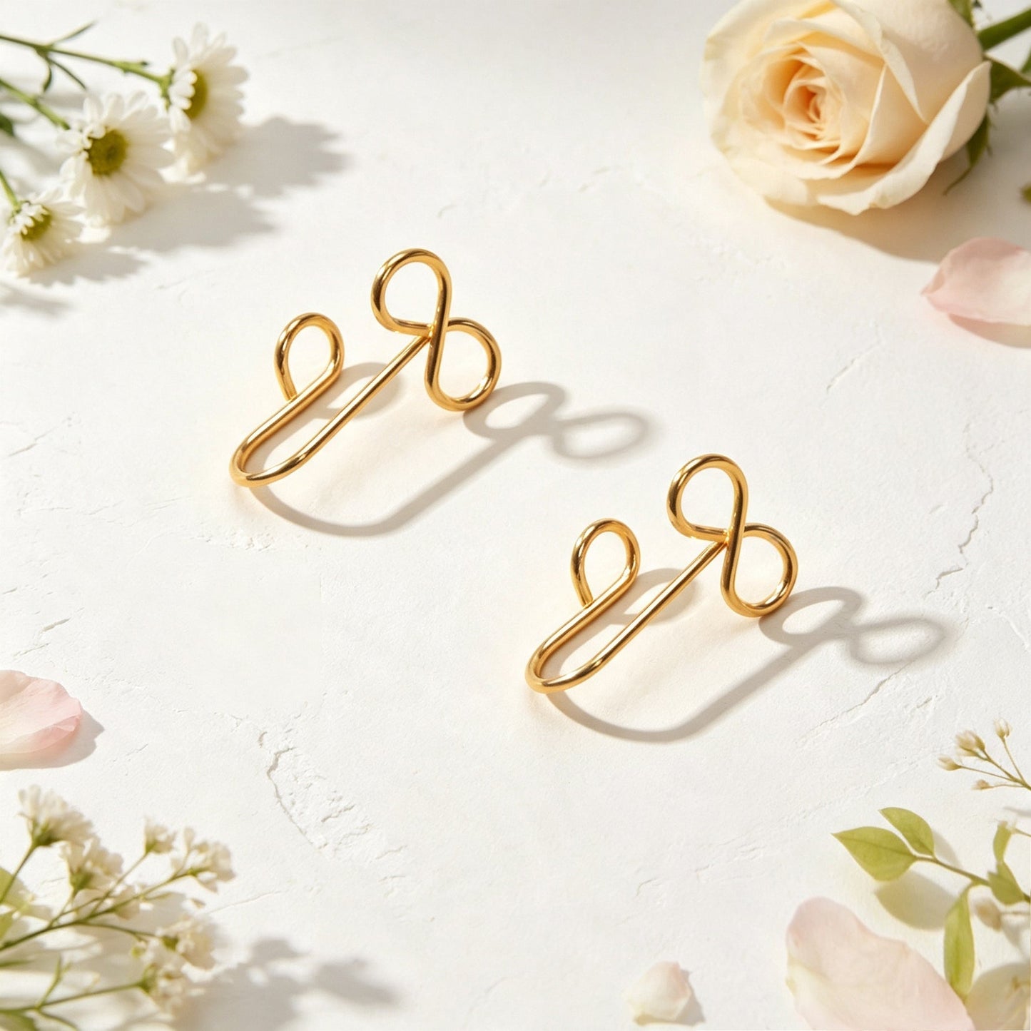 2pcs Minimal Bow Ear Cuff Gold Non-Pierced Cartilage Ear Clips Sweet Jewellery-4
