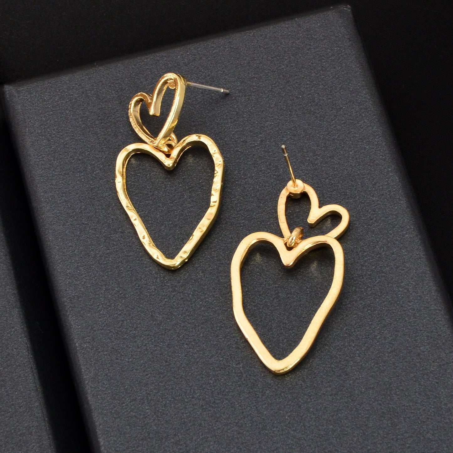 Stylish Golden Hollow Heart Dangle Earrings Women Dating Party Daily Jewelry-4