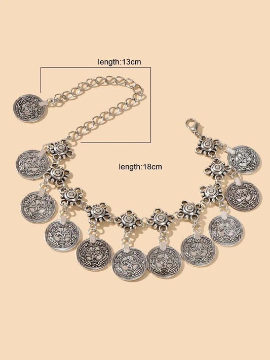 AU Post Tribal Ethnic Vintage Boho Chic Antique Coin Charm Anklet Foot Bracelet-1