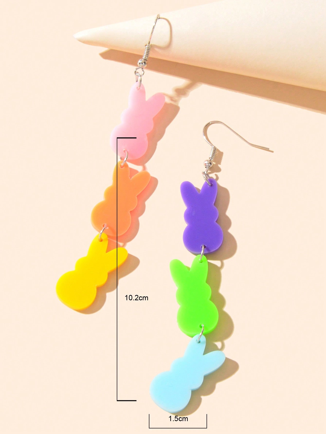 Easter Gift Colourful Acrylic Rabbit Pendant Earrings Women Party Daily Jewelry-2