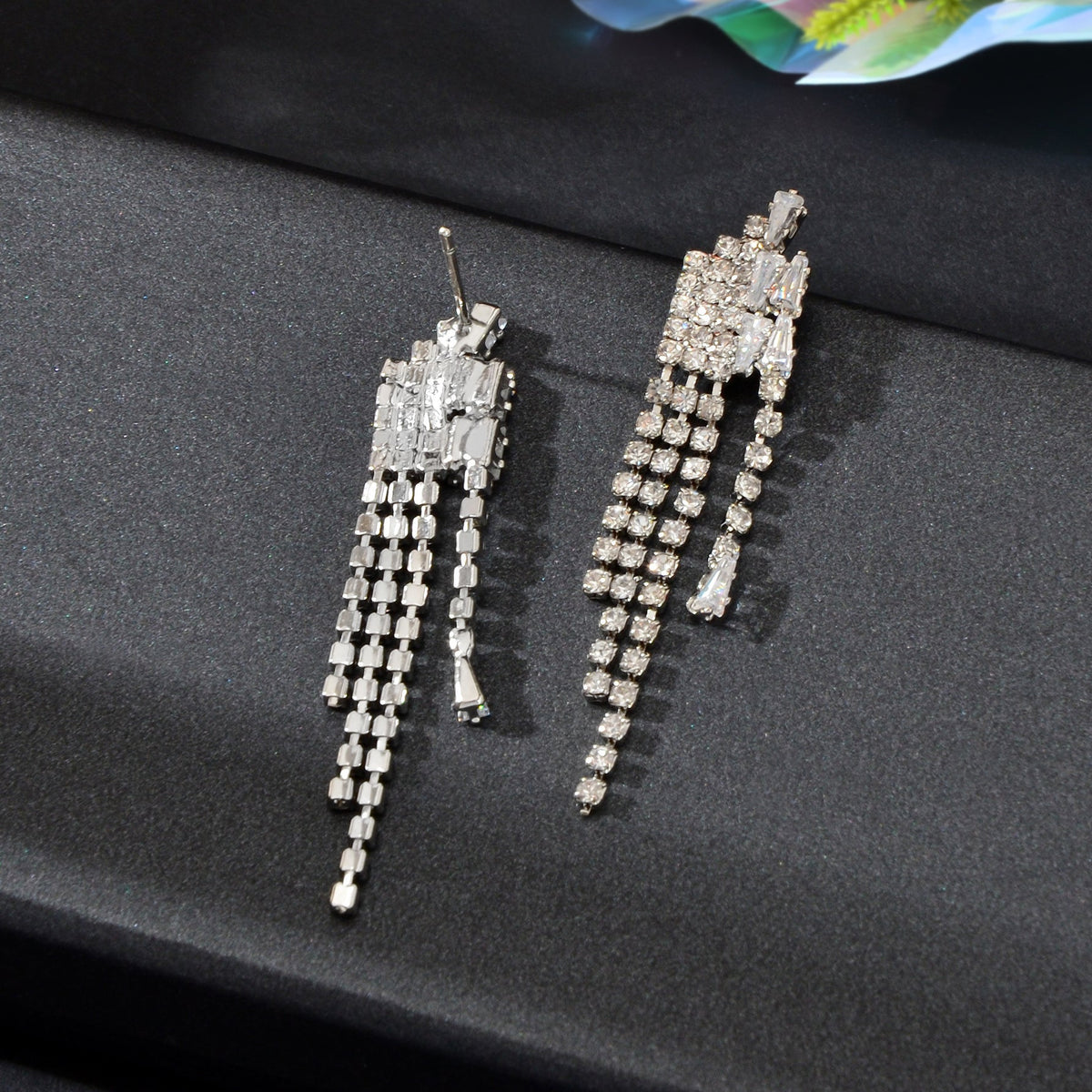 Luxurious Sparkling Rhinestone Tassel Dangle Earrings Stunning Wedding Prom Banquet Jewelry-4