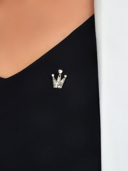 Tiara Crown Brooch Mini Rhinestone Sweater Scarves Collar Corsage Clasp Clips-1