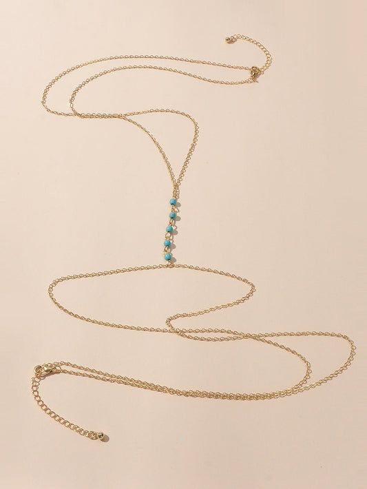 Sexy Turquoise Gold Silver Body Chain Beach Bikini Belly Waist Body Jewellery-1