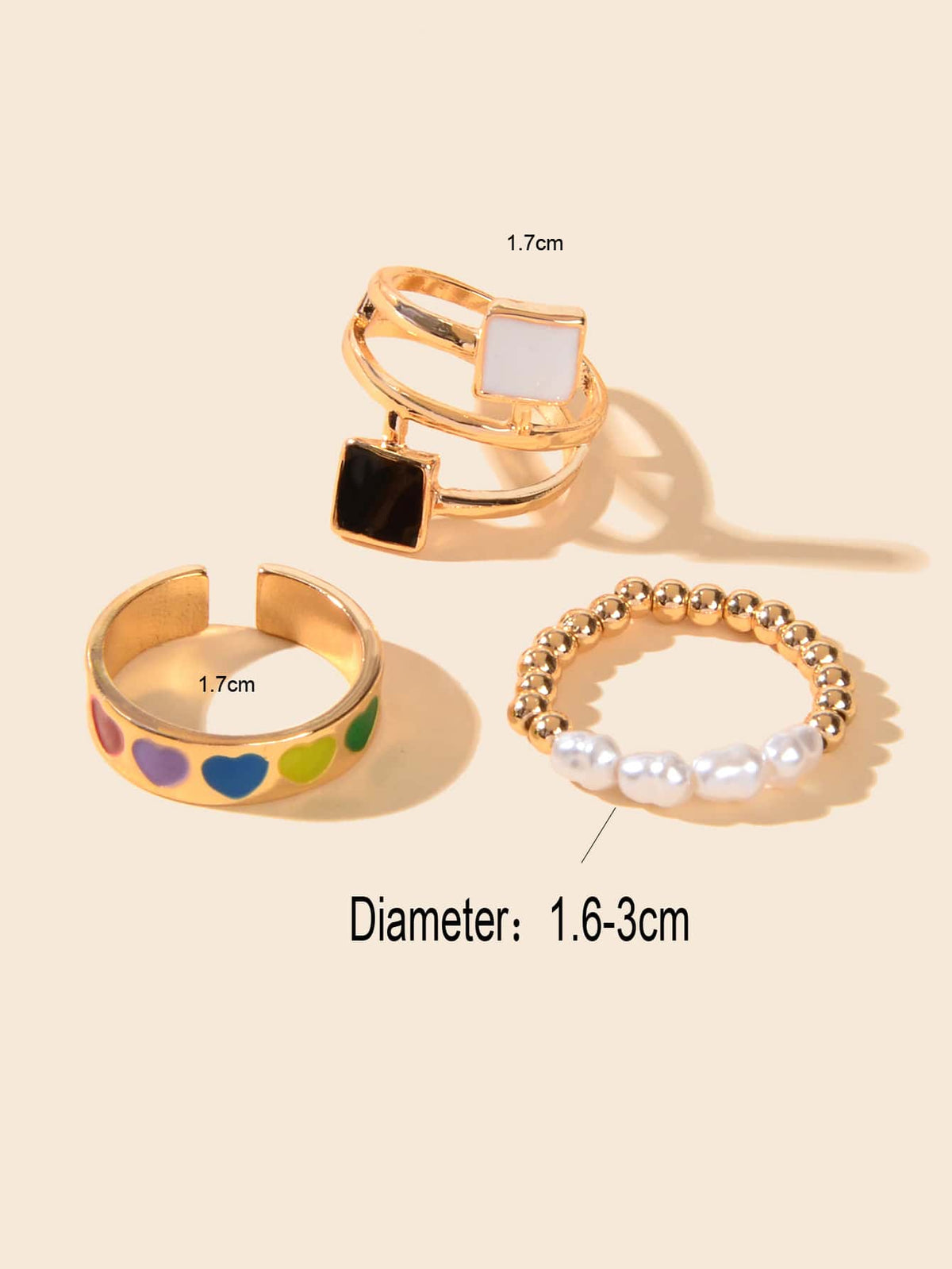 Colourful Heart Carved Open Cuff Rings Vibrant Jewellery Vividly Collection Gift-2