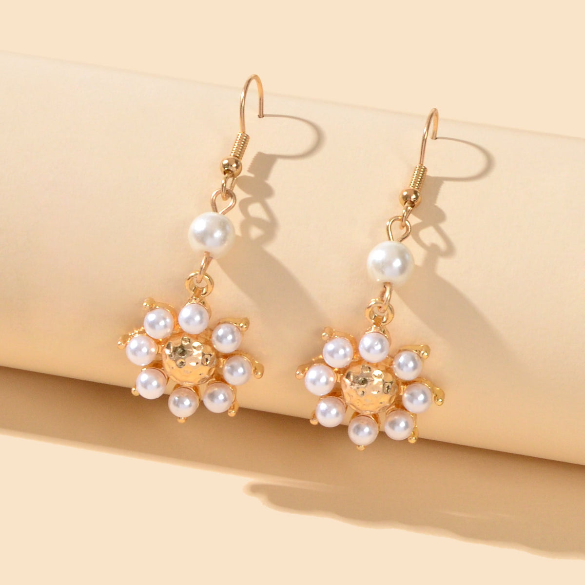 Designer Stylish Bridal Jewellery Pearl Flower Elements Hook Gift Women Earrings-4