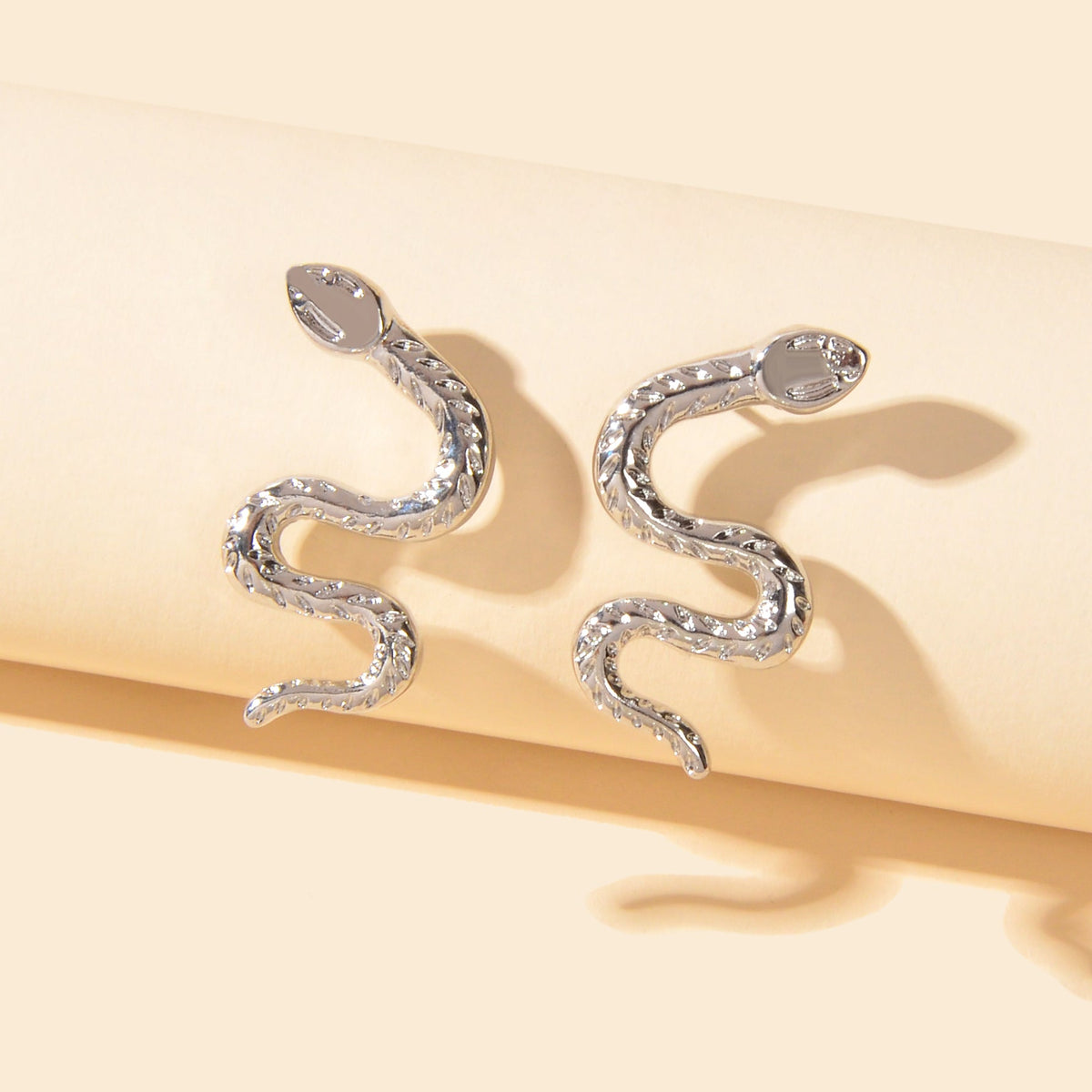 Gothic Punk Silver Dainty Snake Stud Earrings Minimalist Personality Ear Jewelry-4