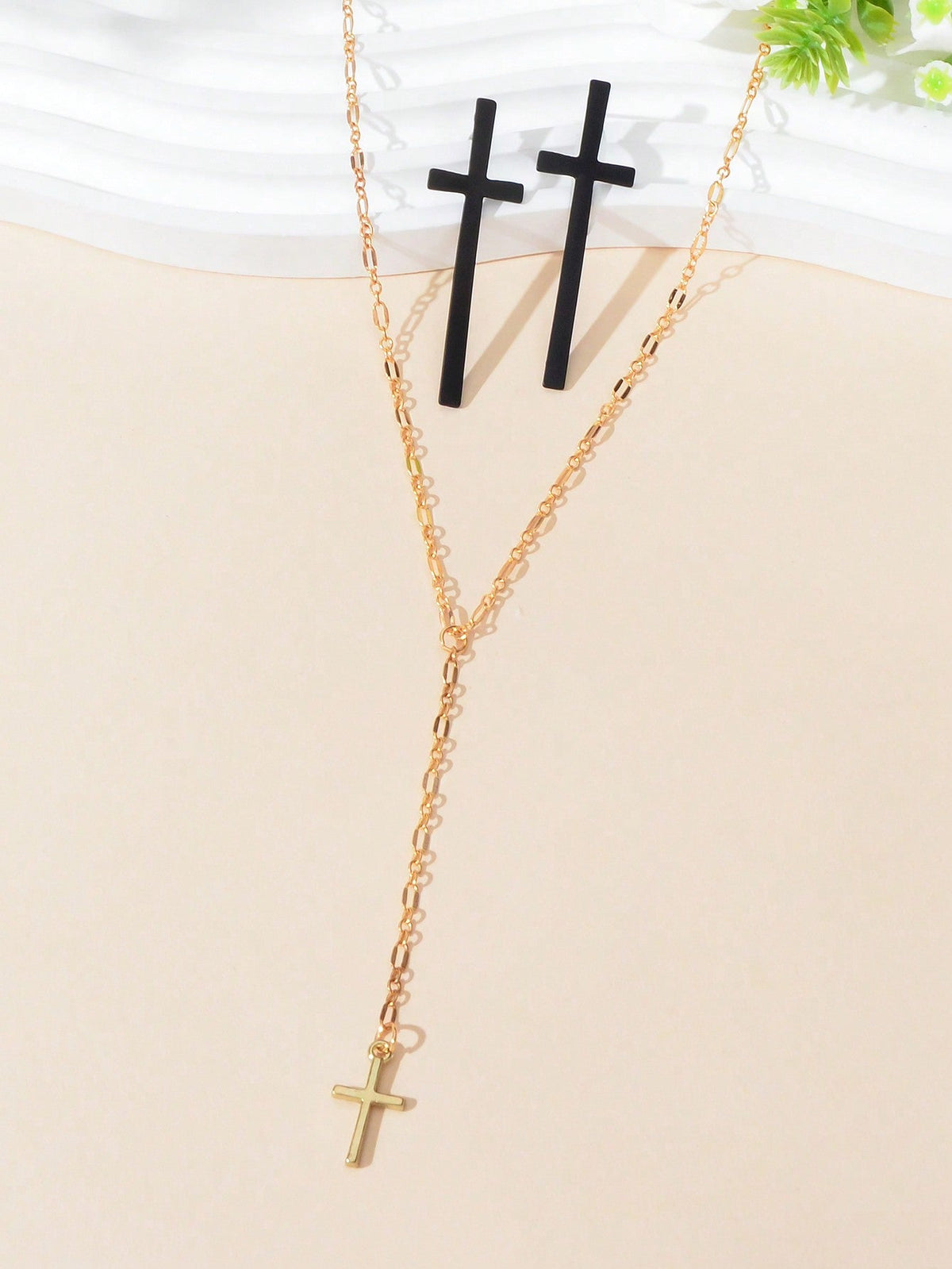 Cross Pendant Necklace and Earrings Set - Symbolic Statement of Faith Jewellery-3
