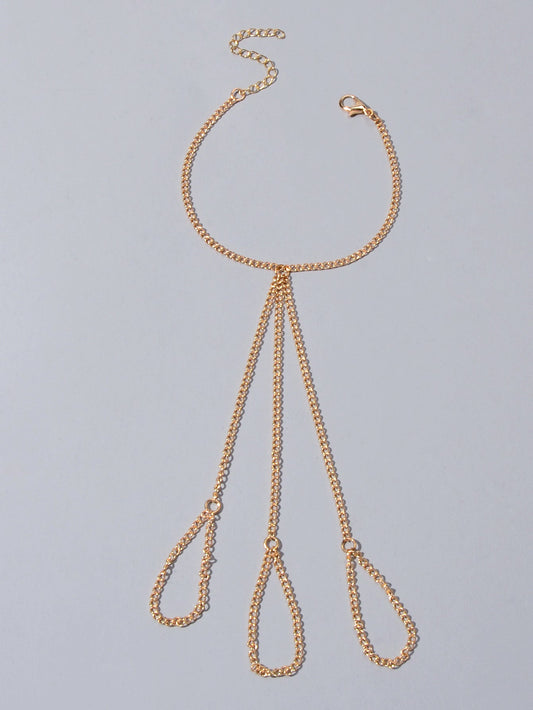 Body Jewellery Gold Chain with Finger Unique Boho Chic Slave Bracelets for Women-1
