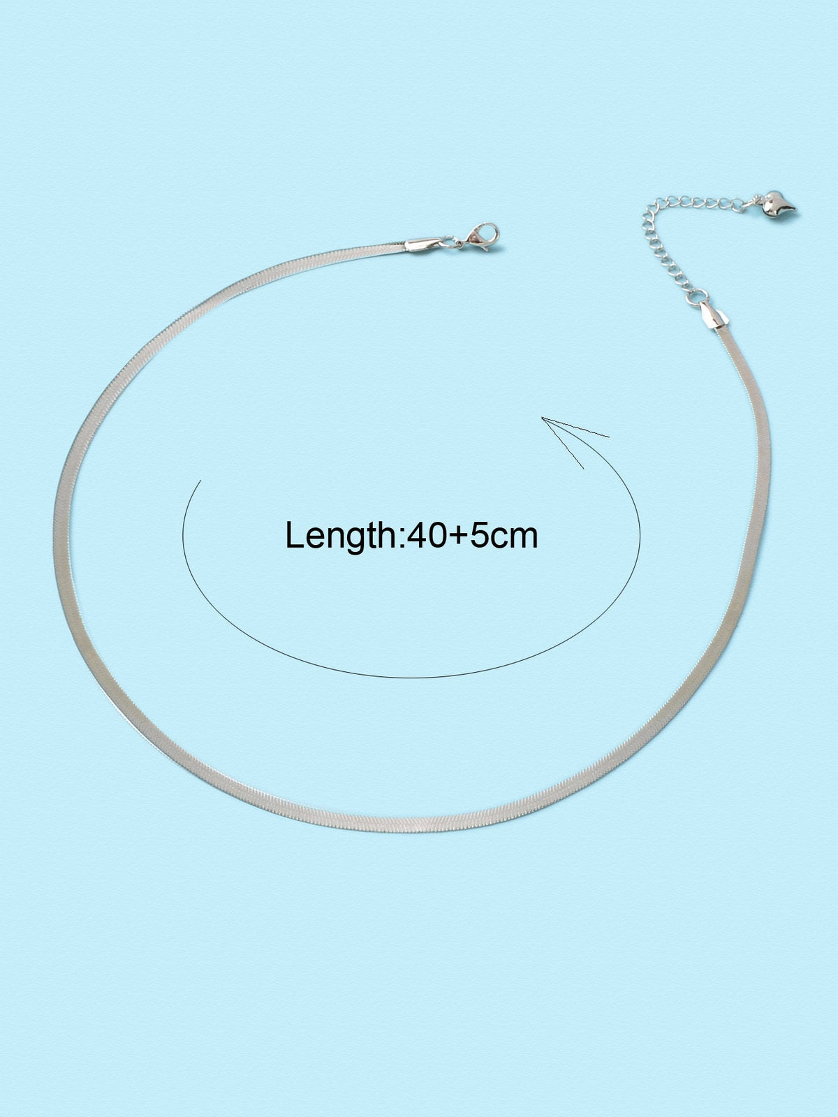 Punk Silver Minimalist Flat Herringbone Snake Chain Necklace Short Women Collar-2