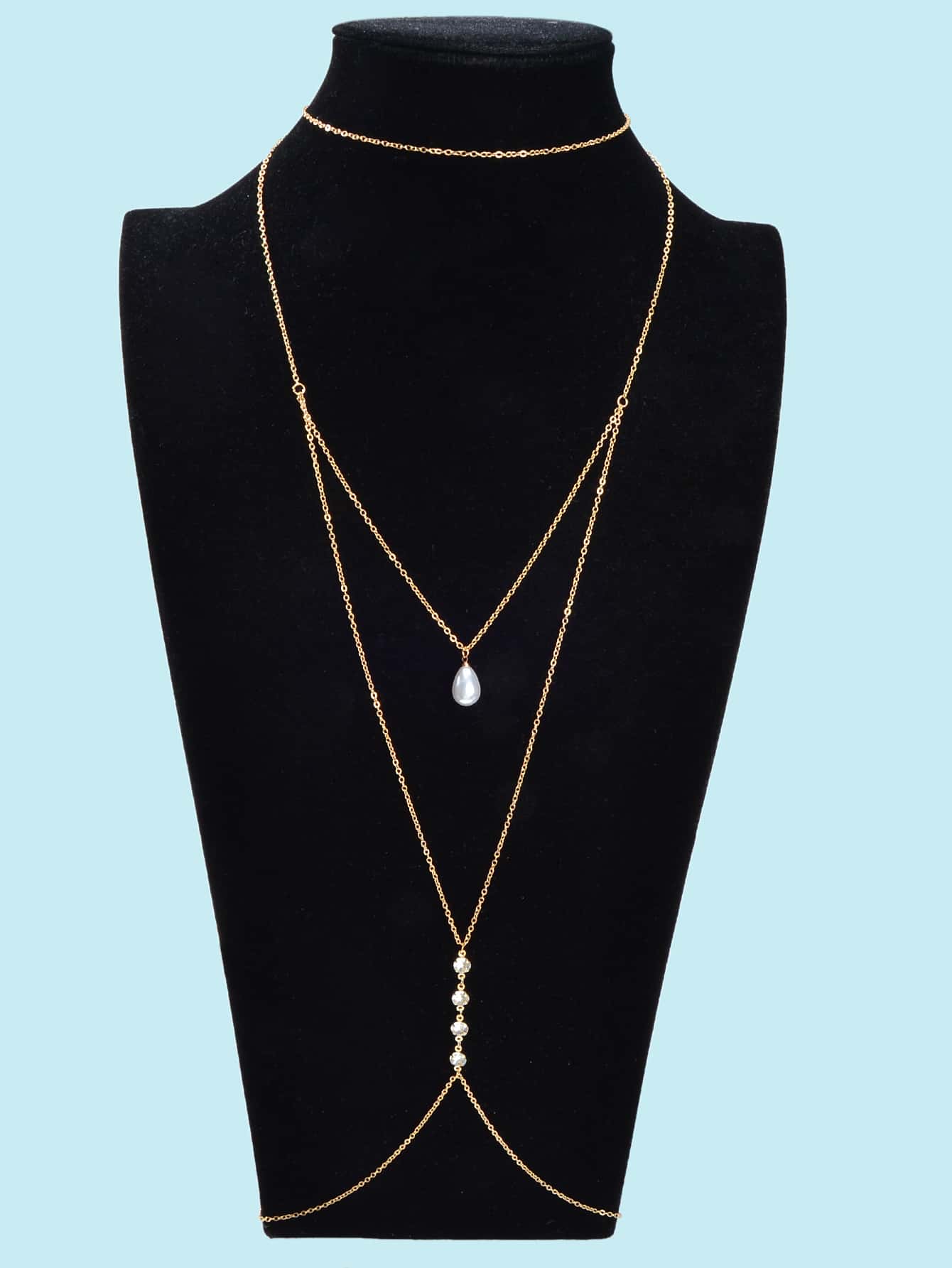 Pearl Pendant Multi-Layered Gold Body Chain Exquisite Statement Accessory-3