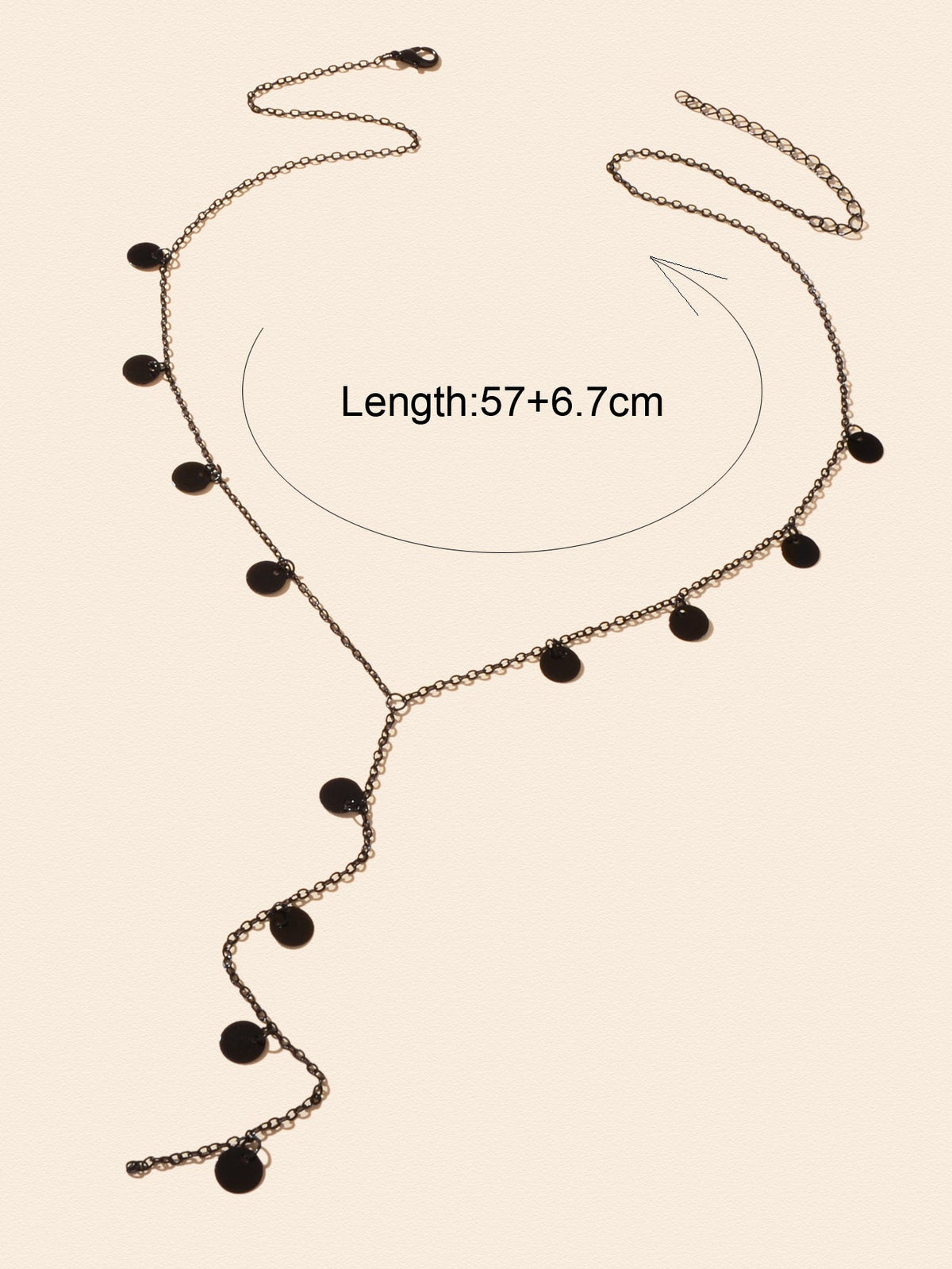 Stylish Jewellery Black Disc Charm Y Style Long Chain Pendant Necklace for Women-3