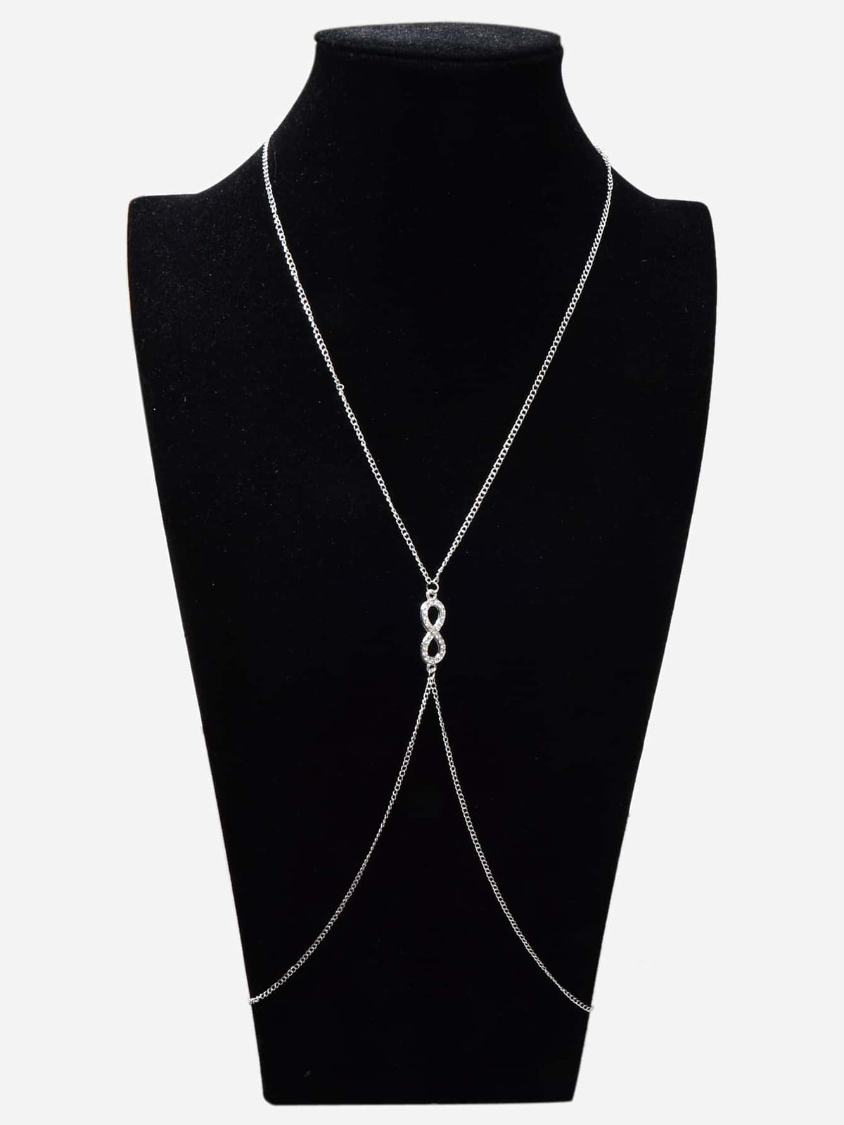 Glamorous Silver Rhinestone Infinity Bikini Beach Body Chain Harness Jewellery-3