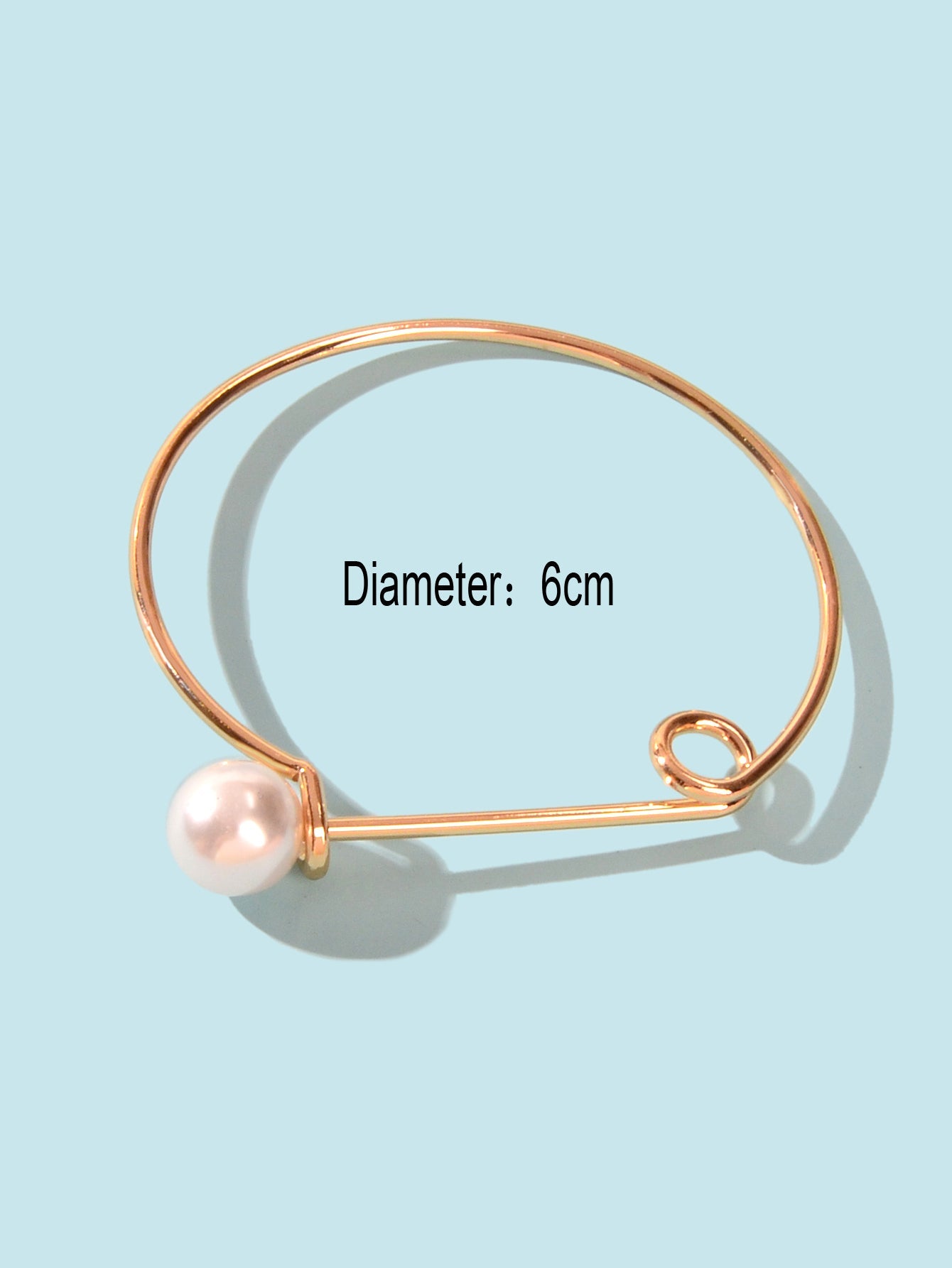 Personalized Design Pearl Decoration Gold Plated Thin Bangle Bracelet for Party-2