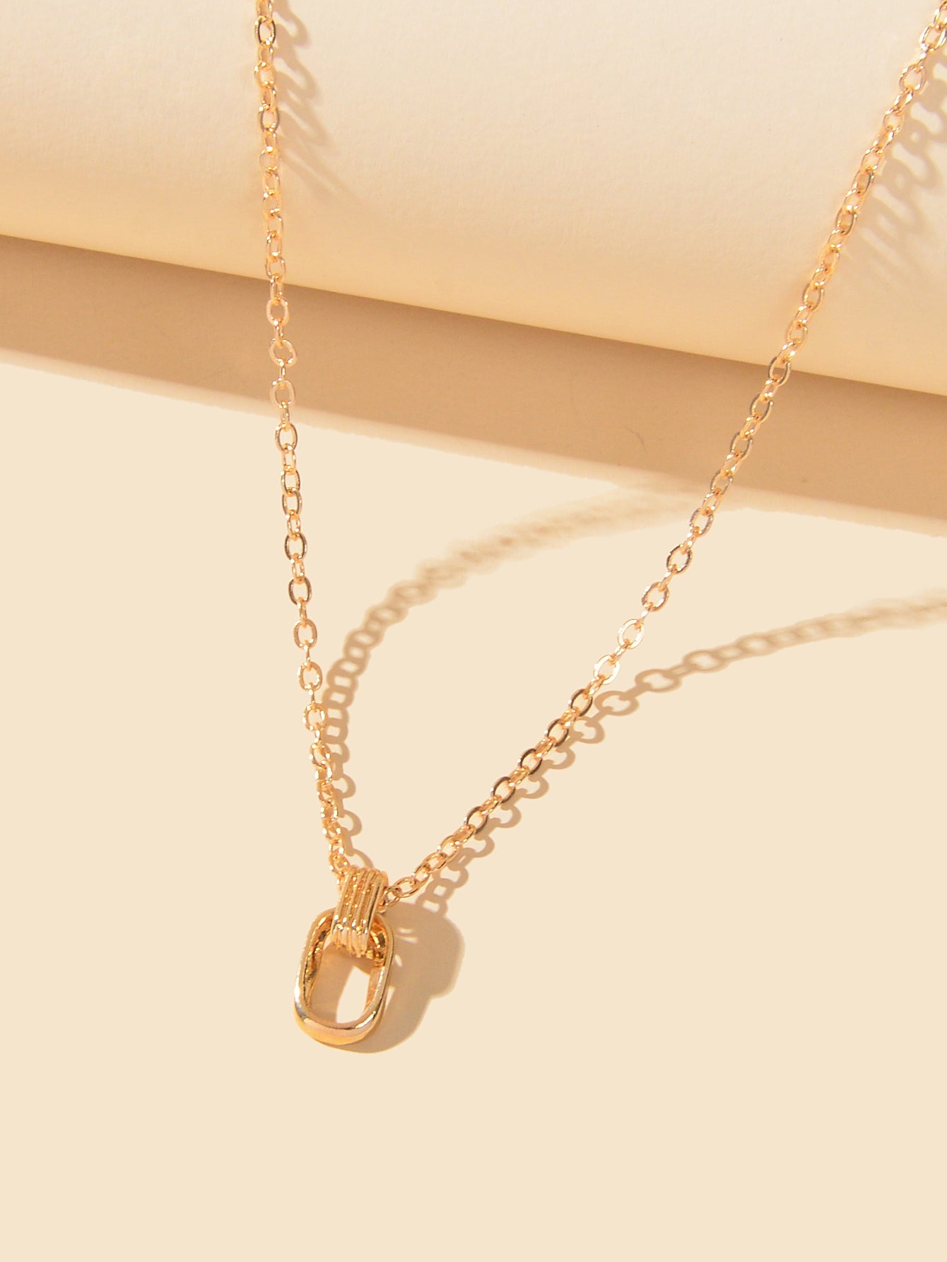 Dainty Delicate Gold Chain Geometric Elliptical Necklace Party Jewellery Collar-2