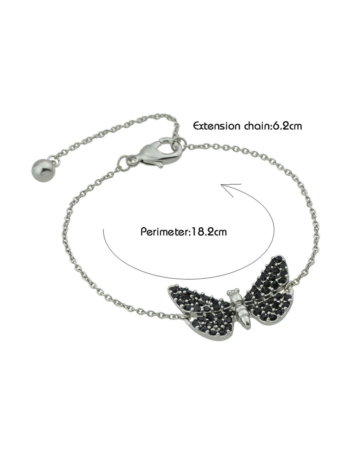 Designer Jewellery Silver Chain Black Beads Butterfly Bracelet Fashion Bangle-2