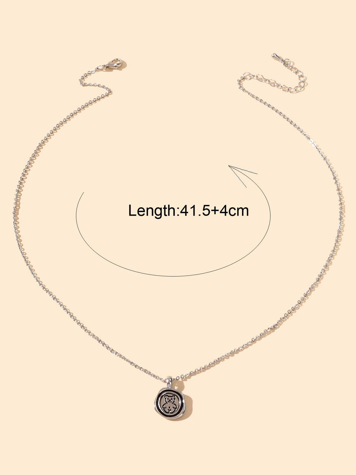 Ladies Jewellery Silver Chain Bear Round Pendant Necklace Dainty Gifts for Women-2