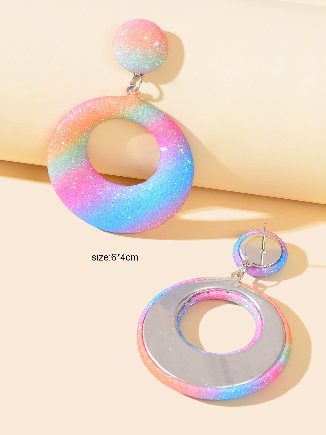 Y2k Style Jewellery Candy Color Round Circle Dangle Geometric Earrings for Women-2