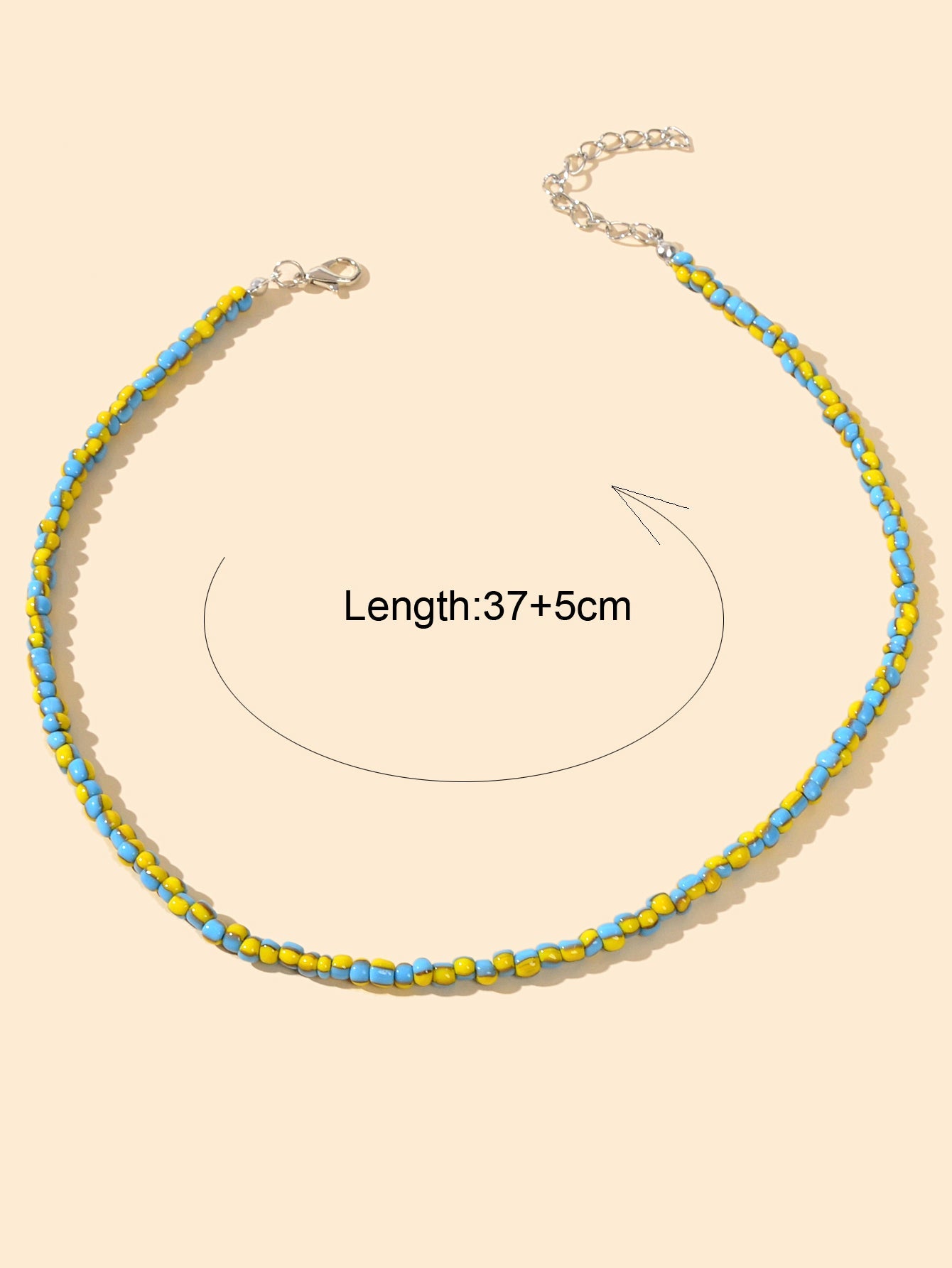 Boho Chic Handmade Blue Yellow Multi-colored Beads Collar Short Ethnic Necklace-2
