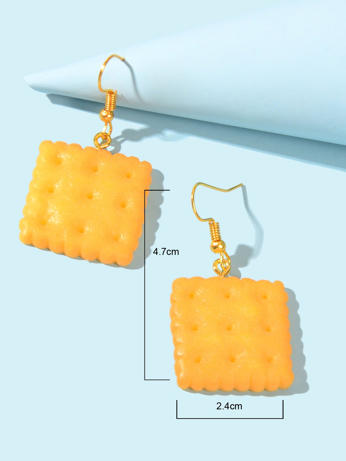 Orange Resin Biscuit Dangle Hook Bikkie Earrings Girl Cute Funny Food Jewellery-2