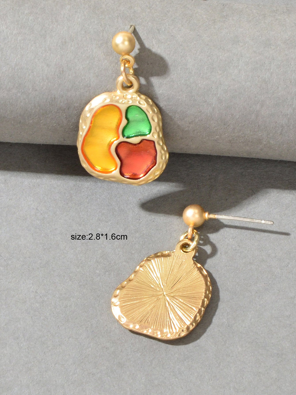 Art Designer Jewellery Colorful Palette Shape Gold Plated Pierced Party Earrings-3