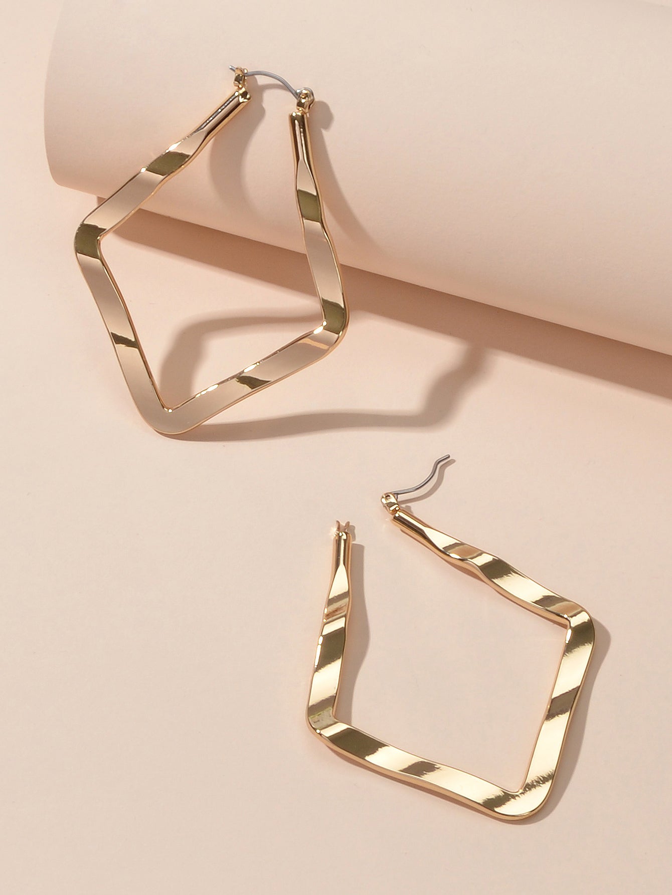 Statement Gold Metal Geometric Dangle Hoop Earrings Beautiful Teens Accessories-3