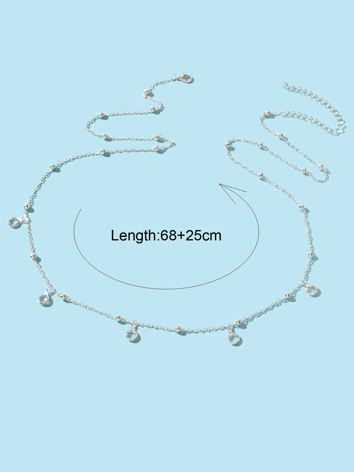 Minimalist Beach Bikini Silver Body Chain Beads Charms Sexy Belly Waist Chain-3