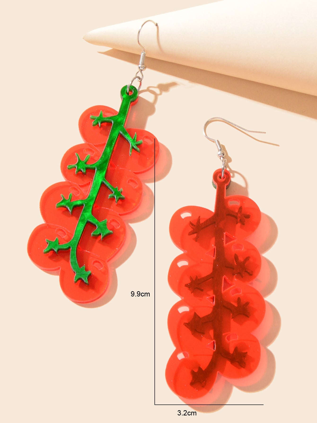Red Acrylic Tomato Large Dangle Earrings Girl's Personality Creative Accessories-3