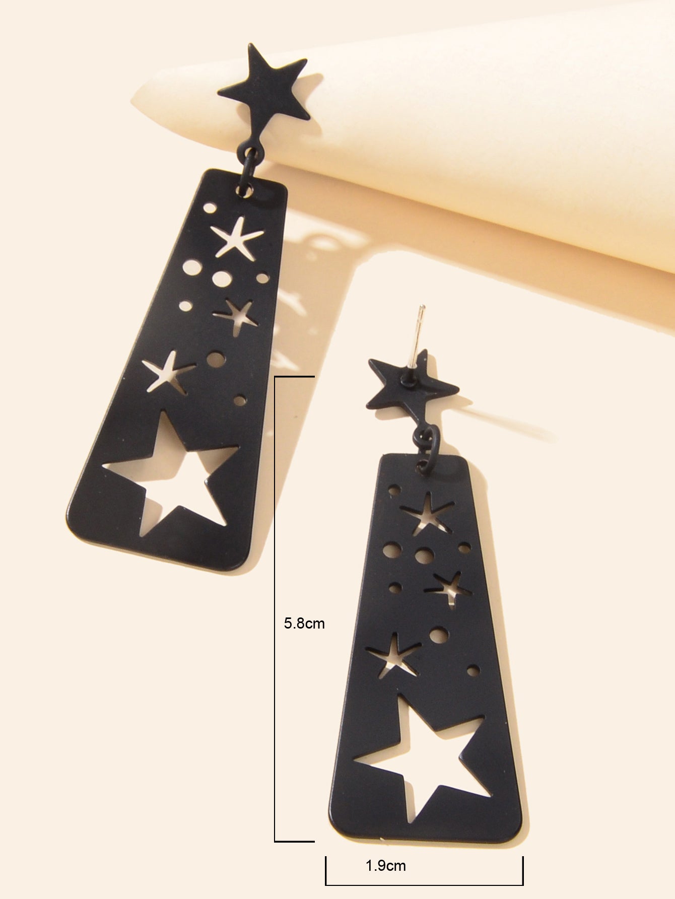 Black Square Geometric Hollow Star Statement Personalized Earrings Ear Jewellery-3