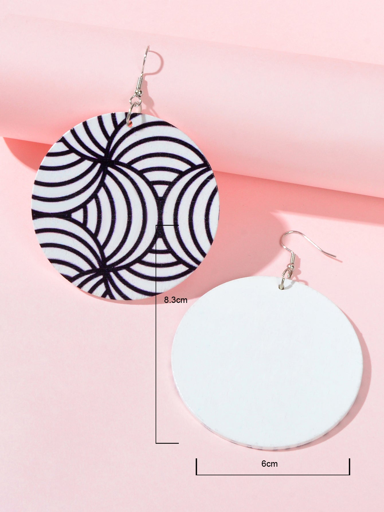 Black White Round Zebra Pattern Earrings Novelty Teenager Hanging Out Jewellery-3