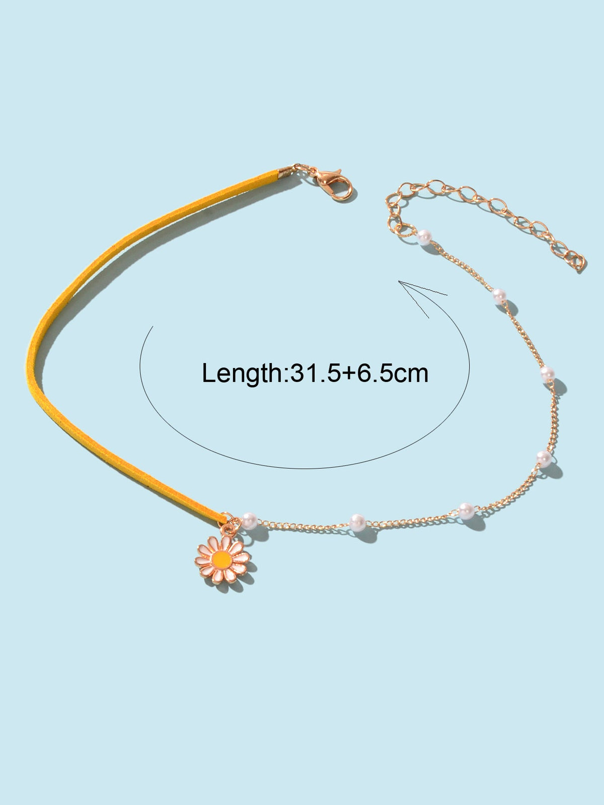Boho Yellow Pearl Decoration Multiple Chain Exquisite Flower Pendant Necklace-3