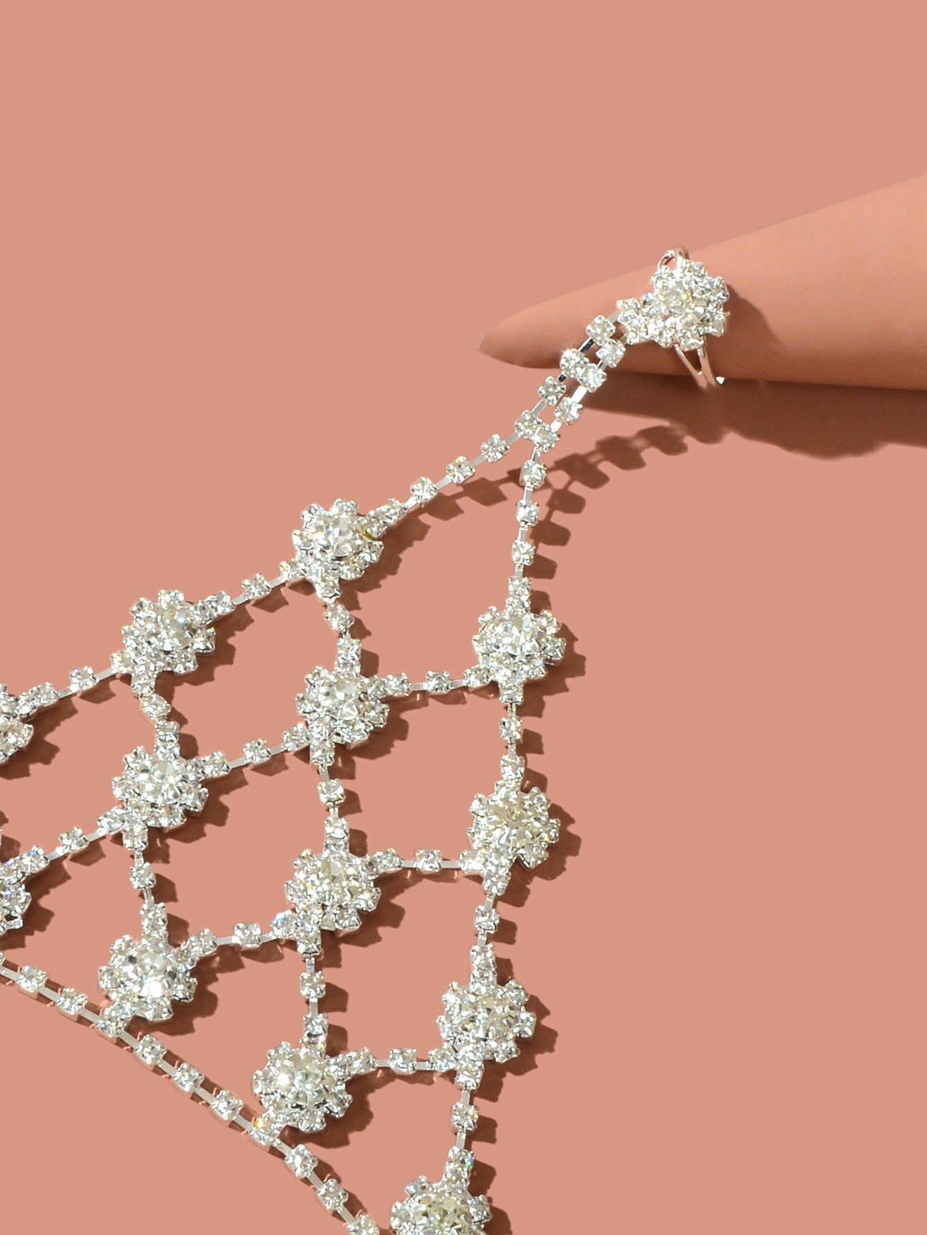 Beach Rhinestone Flower Anklet Barefoot Sandals Silver Foot Chain with Toe Ring-3