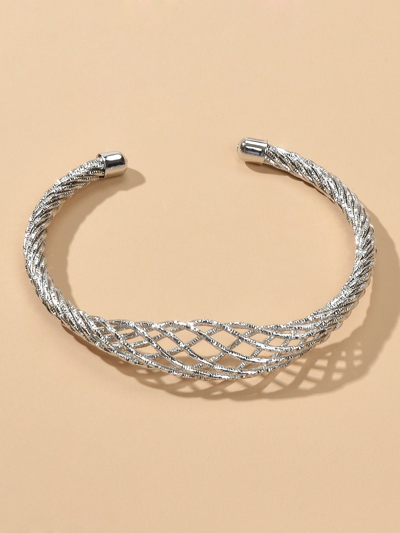 Ladies Jewellery Hollow Mesh Shape Gold Silver Open Cuff Women Bangle Bracelets-3