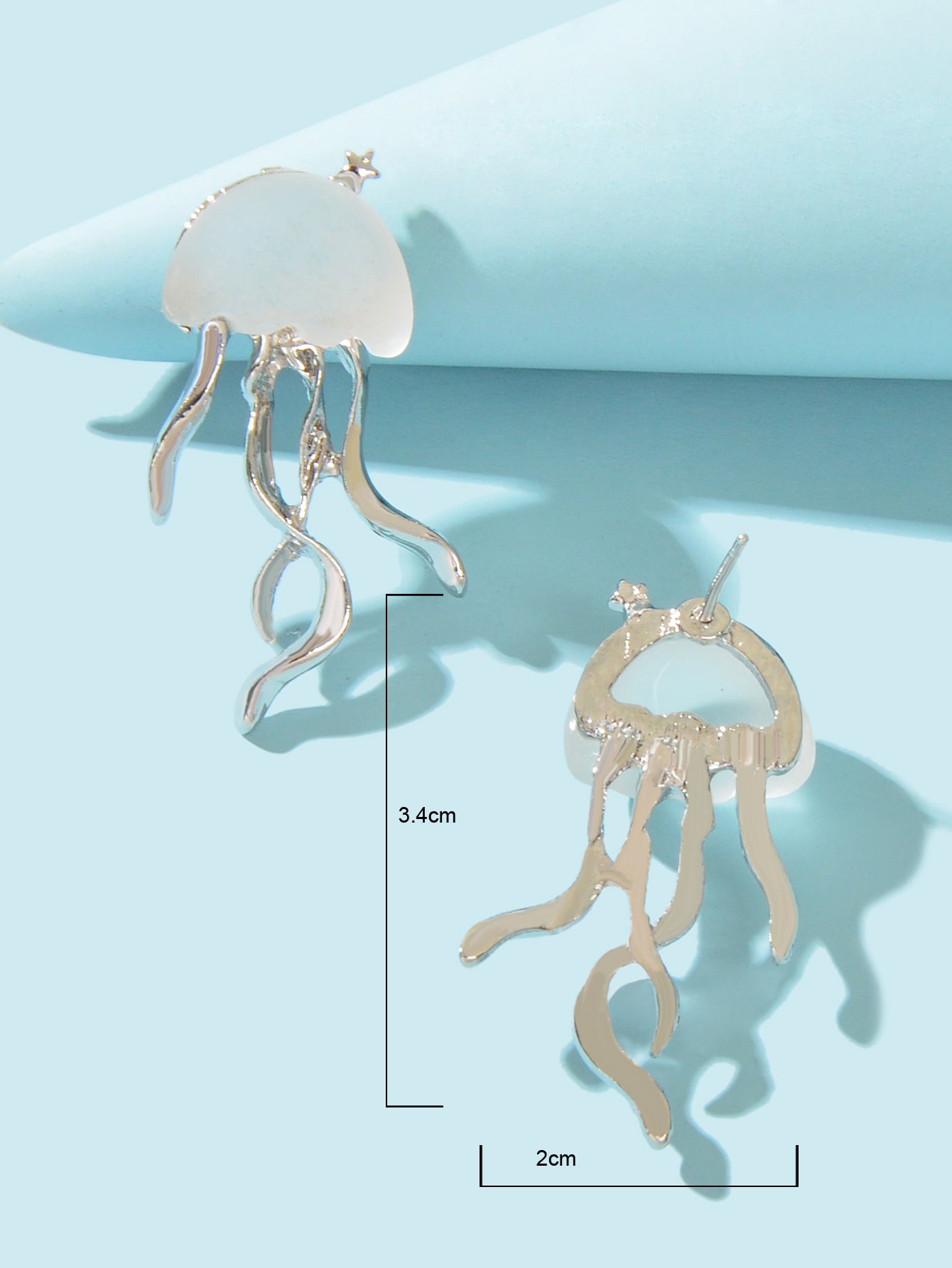 Jellyfish Earrings Long Statement Stud Funny Matte Transparent Pendant Jewellery-3