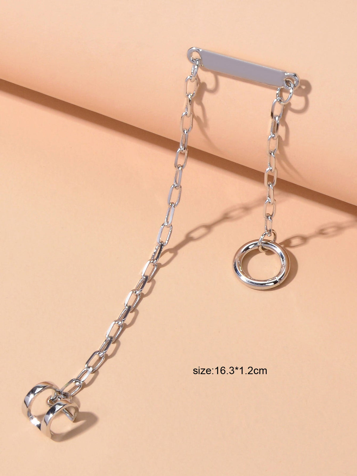 Punk Cartilage Jewellery 1pc Statement Silver Chain Stud Earrings Women Ear Cuff-3