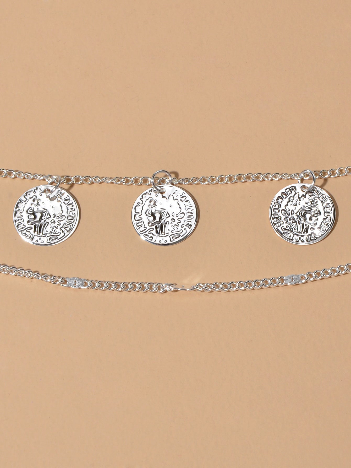 1 pc Boho Chic Double layer Silver Chain Cion Charm Anklet Foot Beach Jewellery-3