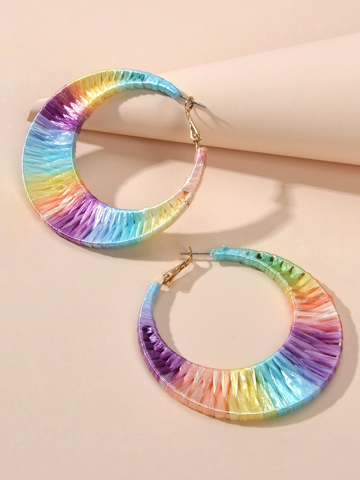 American Jewellery Ethnic Style Candy Color Handmade Braided Hoop Earrings Gift-3