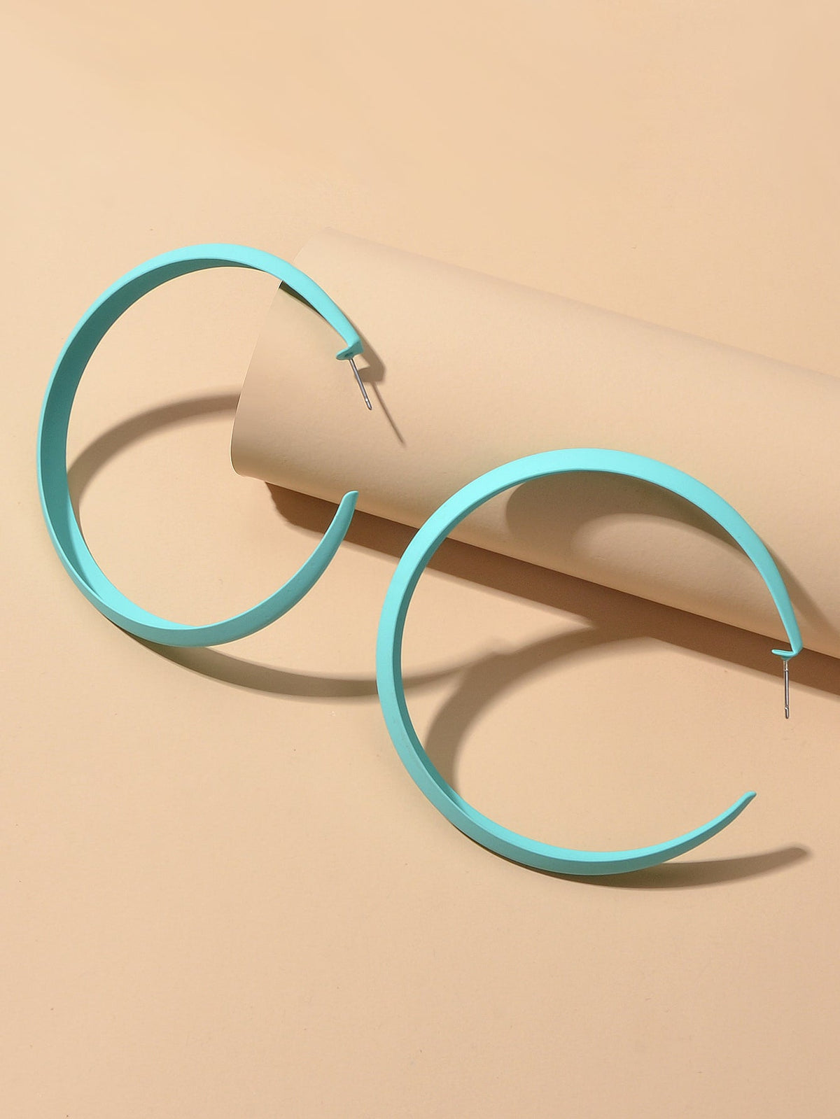 Women Party Decoration Blue Big Hoop Statement Circle Earrings Female Jewellery-3