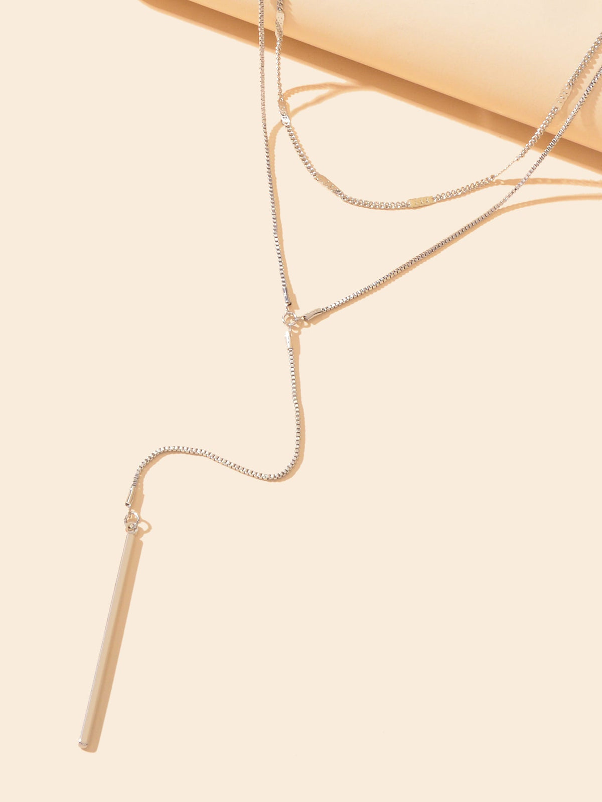 Double-Layer Stick Pendant Lariat Necklace Elegance Contemporary Twist Jewellery-3