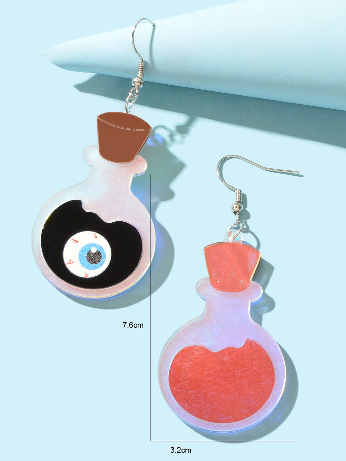 Exaggerated Cute Eye Bottle Dangle Statement Earrings Acrylic Designer Jewellery-3