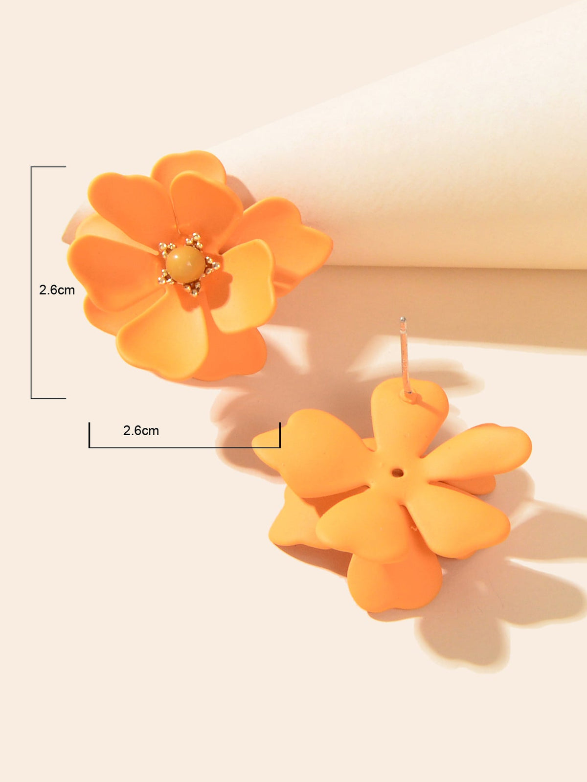 Orange Flower Stud Pierced Stereoscopic Daisy Earrings Women Elegant Jewellery-3
