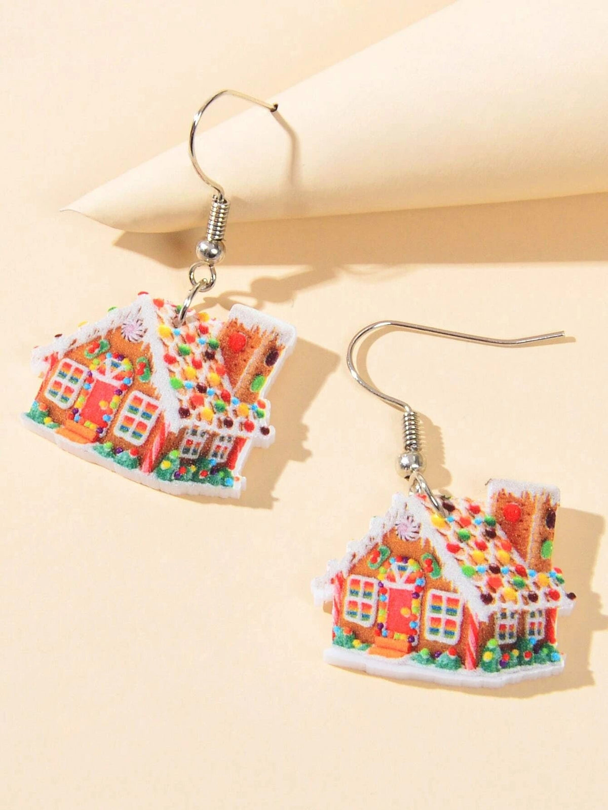 Colorful Christmas Jewellery Snow House Drop Dangle Earrings Party Festival Gift-4