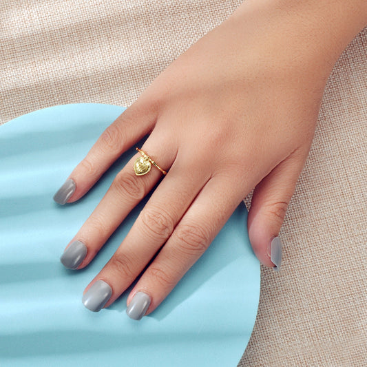 Textured Jewellery Band for Women Gold Silver Letter Heart Charm Finger Ring-1
