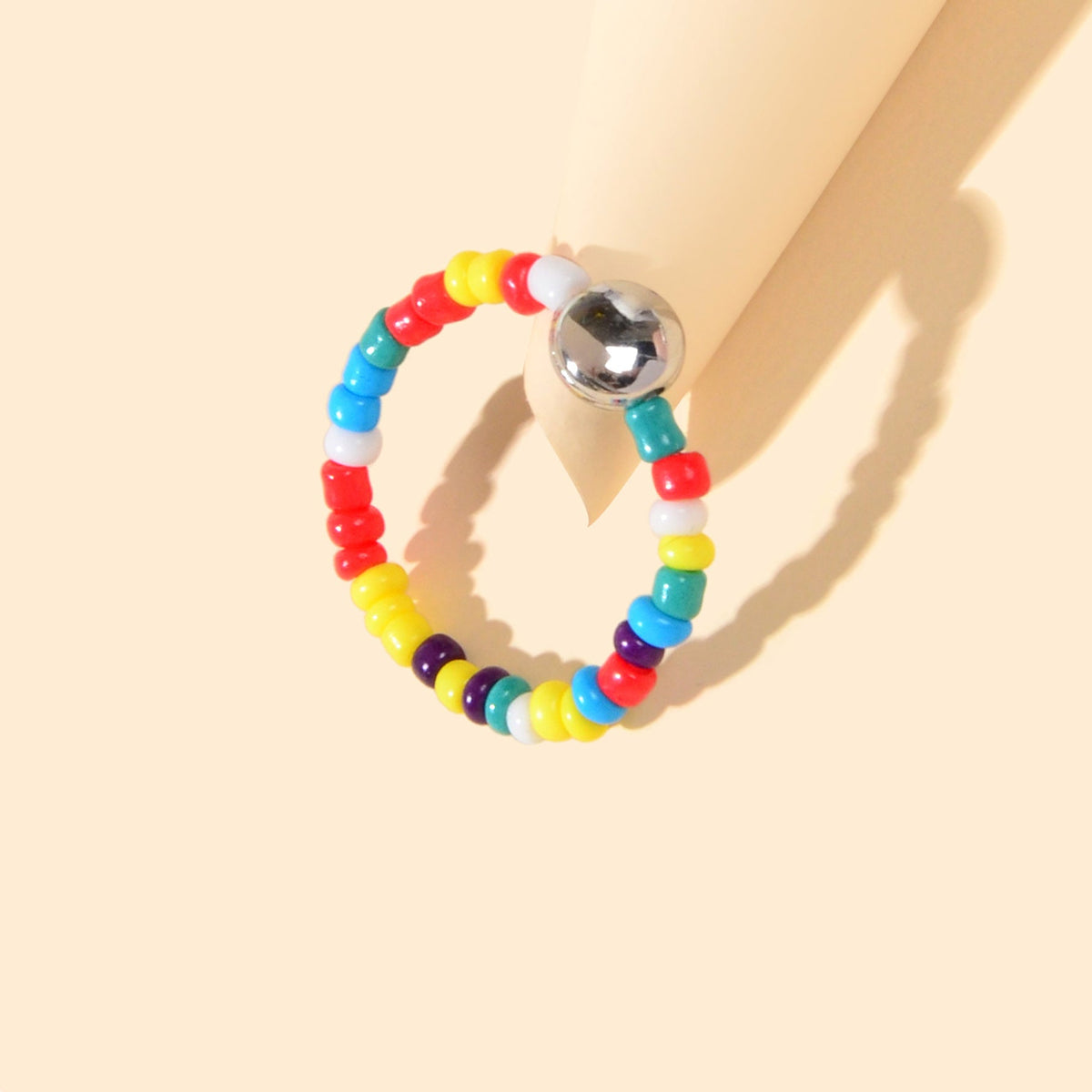 Bohemian Women Accessories Colourful Seed Beads Elastic Ring Ethnic Jewellery-4